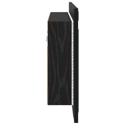 Badrumsspegelskåp Svart Ek 80 x 12 x 45 cm Konstruerat trä