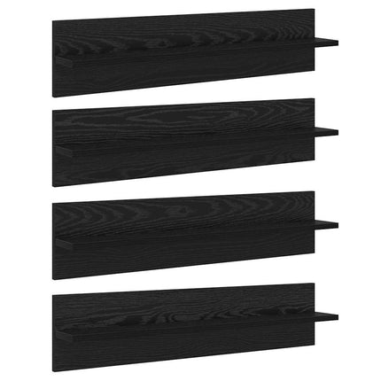 Vägg hyllor 4 pcs Svart Ek 80 x 11,5 x 18 cm Konstruerat trä