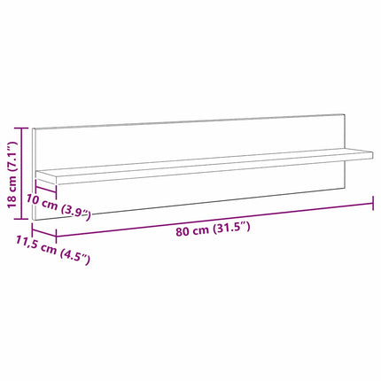 Vägg hyllor 4 pcs Svart Ek 80 x 11,5 x 18 cm Konstruerat trä