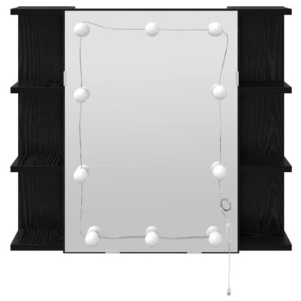Spegelskåp med hylla Svart Ek 70 x 16,5 x 60 cm Konstruerat trä