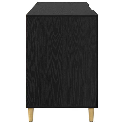 Skrivbord med hylla Svart Ek 140 x 50 x 75 cm Konstruerat trä