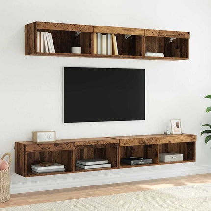 TV-bänkset med led Gammalt trä 100 x 30 x 30 cm Konstruerat trä