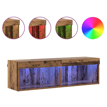 TV-bänkset med led Gammalt trä 100 x 30 x 30 cm Konstruerat trä