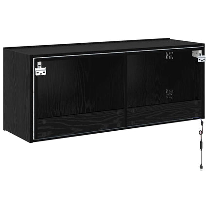 TV Vägghylla med LED Svart Ek 100 x 35 x 41 cm Konstruerat trä
