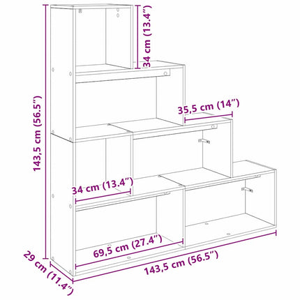 Rumsavdelare Bokhylla Svart Ek 143,5 x 29 x 143,5 cm