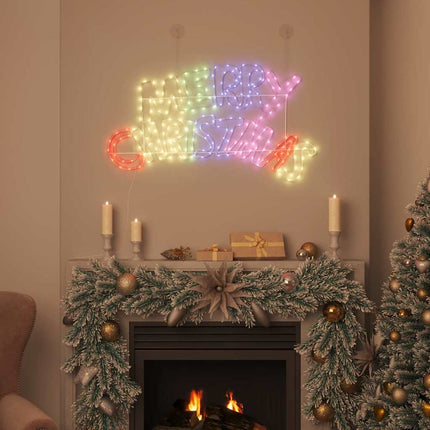 Julskylt med 240 LED-lampor Flerfärgsdesign 99,5 x 54 cm PVC