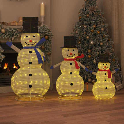 Julsnögubbsfamilj med 270 LED-lampor 3 pcs Varmvit tyg