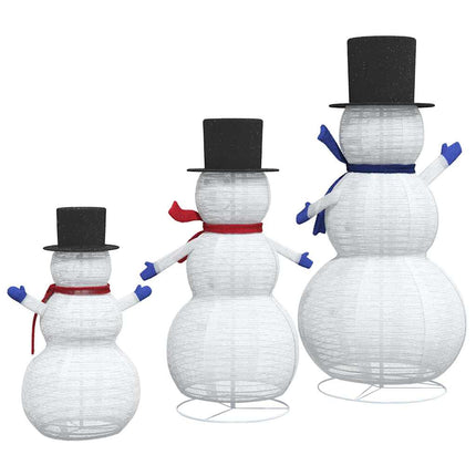 Julsnögubbsfamilj 3 st Varmvit 55 x 122 cm tyg 270 LED-lampor