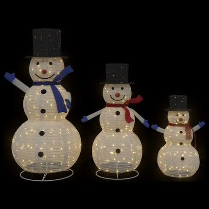 Julsnögubbsfamilj med 270 LED-lampor 3 pcs Varmvit tyg