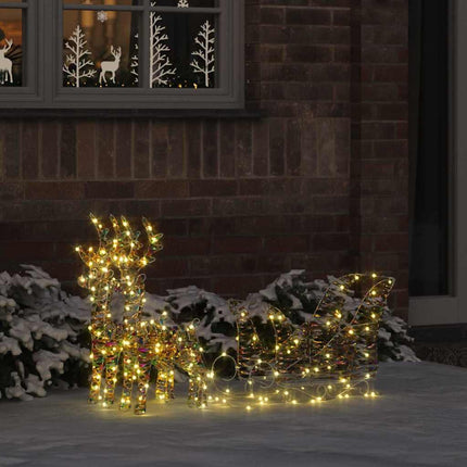 Ren Pull Släde med 160 LED-lampor Varmvit 30 x 12 x 54,5 cm PET