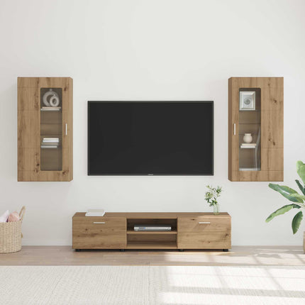 TV-bänkset med låda FLORIN 3 pcs Artisan Ek Konstruerat trä