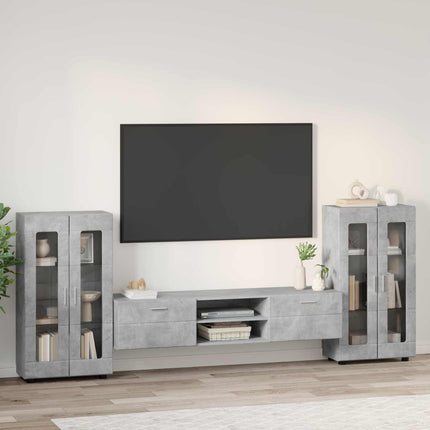 TV-bänkset med låda FLORIN 3 pcs Betonggrå Konstruerat trä