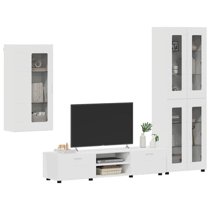 TV-bänkset med låda med hylla FLORIN 3 pcs Vit Konstruerat trä