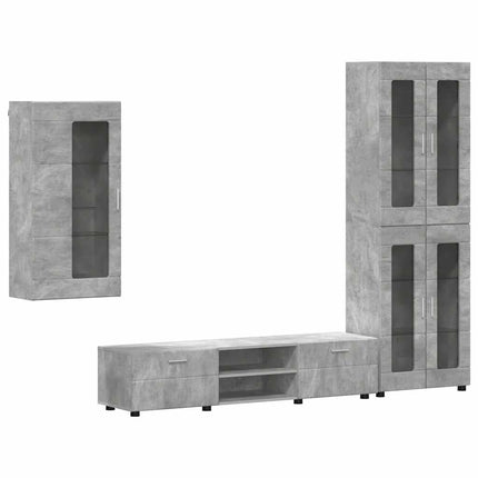 TV-bänkset med låda FLORIN 3 pcs Betonggrå Konstruerat trä
