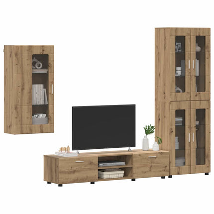 TV-bänkset med låda FLORIN 3 pcs Artisan Ek Konstruerat trä