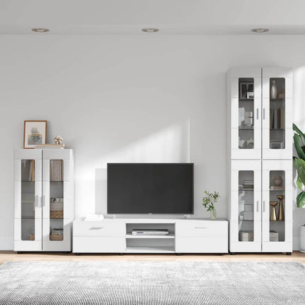 TV-bänkset med låda med hylla FLORIN 3 pcs Vit Konstruerat trä