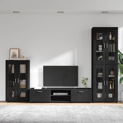 TV-bänkset med låda med dörr FLORIN 3 pcs Svart Konstruerat trä