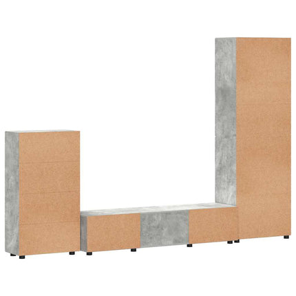 TV-bänkset med låda FLORIN 3 pcs Betonggrå Konstruerat trä