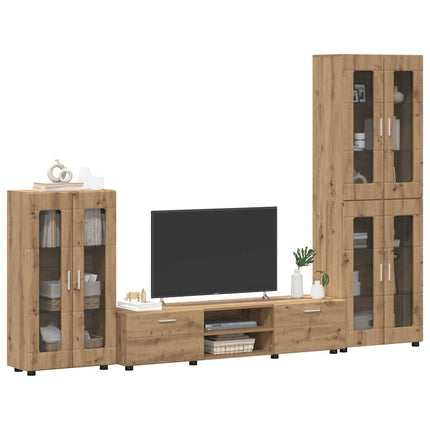 TV-bänkset med låda FLORIN 3 pcs Artisan Ek Konstruerat trä