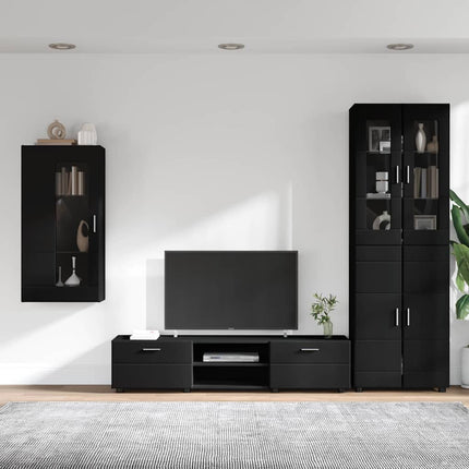 TV-bänkset med låda med dörr FLORIN 3 pcs Svart Konstruerat trä
