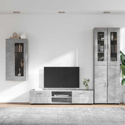 TV-bänkset med låda FLORIN 3 pcs Betonggrå Konstruerat trä