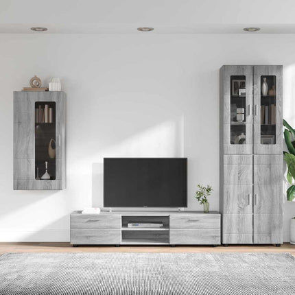 TV-bänkset med låda FLORIN 3 pcs Grå Sonoma Konstruerat trä
