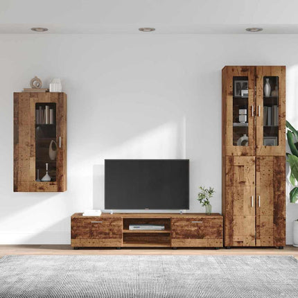 TV-bänkset med låda FLORIN 3 pcs Gammalt trä Konstruerat trä