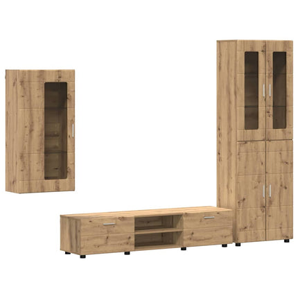 TV-bänkset med låda FLORIN 3 pcs Artisan Ek Konstruerat trä
