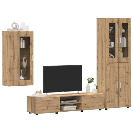 TV-bänkset med låda FLORIN 3 pcs Artisan Ek Konstruerat trä