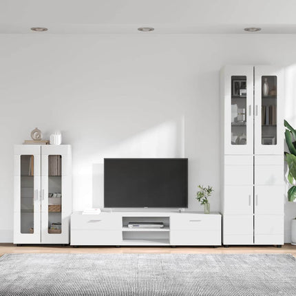 TV-bänkset med låda med hylla FLORIN 3 pcs Vit Konstruerat trä