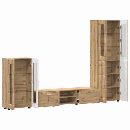TV-bänkset med låda FLORIN 3 pcs Artisan Ek Konstruerat trä