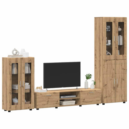 TV-bänkset med låda FLORIN 3 pcs Artisan Ek Konstruerat trä