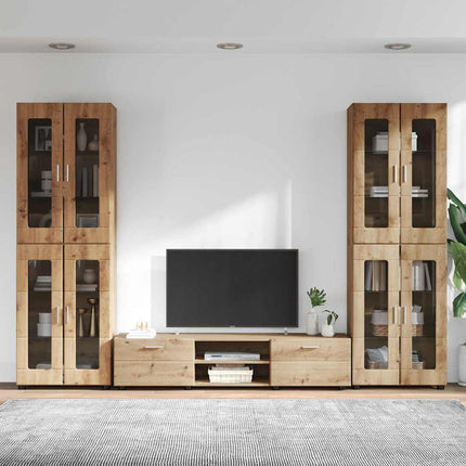 TV-bänkset med låda FLORIN 3 pcs Artisan Ek Konstruerat trä