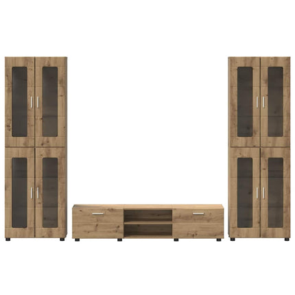 TV-bänkset med låda FLORIN 3 pcs Artisan Ek Konstruerat trä