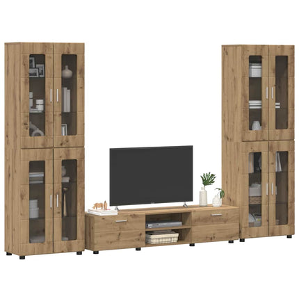 TV-bänkset med låda FLORIN 3 pcs Artisan Ek Konstruerat trä
