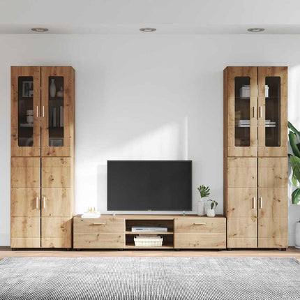 TV-bänkset med låda FLORIN 3 pcs Artisan Ek Konstruerat trä