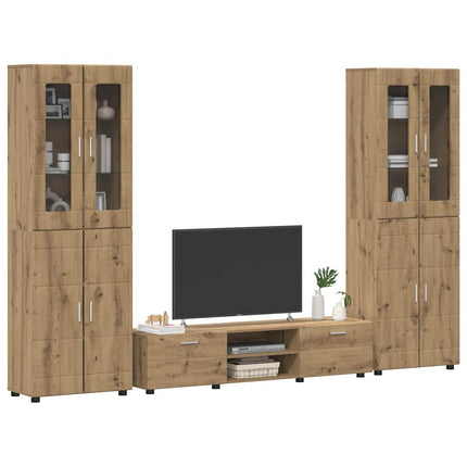 TV-bänkset med låda FLORIN 3 pcs Artisan Ek Konstruerat trä