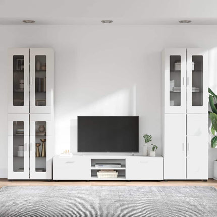 TV-bänkset med låda med hylla FLORIN 3 pcs Vit Konstruerat trä