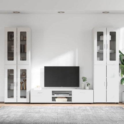 TV-bänkset med låda FLORIN 3 pcs Högblanka vita Konstruerat trä
