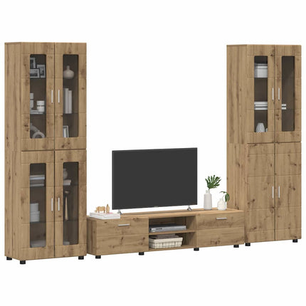 TV-bänkset med låda FLORIN 3 pcs Artisan Ek Konstruerat trä