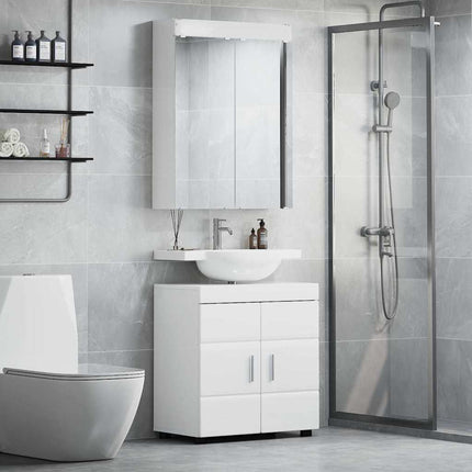 Badrumsmöbelset TULUM 2 pcs Högblanka vita 60 x 34 x 63 cm