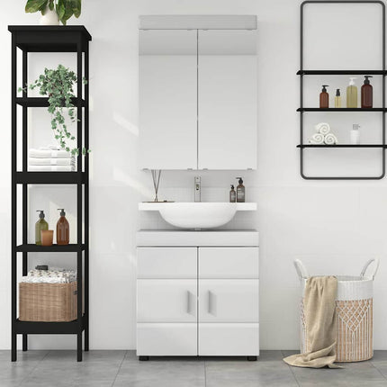Badrumsmöbelset TULUM 2 pcs Högblanka vita 60 x 34 x 63 cm