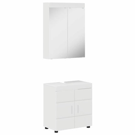 Badrumsmöbelset TULUM 2 st Högblanka vita 60 x 34 x 63 cm