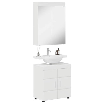Badrumsmöbelset TULUM 2 st Högblanka vita 60 x 34 x 63 cm