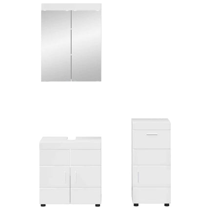 Badrumsmöbelset TULUM 3 st Högblanka vita 60 x 34 x 63 cm