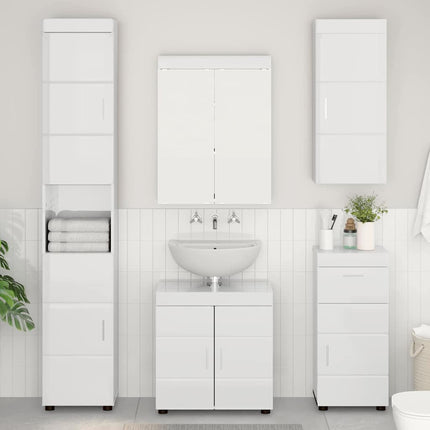 Badrumsmöbelset TULUM 5 pcs Högblanka vita 60 x 34 x 63 cm