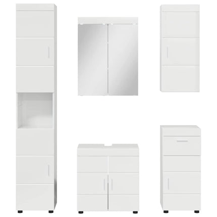 Badrumsmöbelset TULUM 5 pcs Högblanka vita 60 x 34 x 63 cm