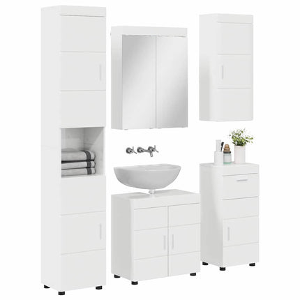 Badrumsmöbelset TULUM 5 pcs Högblanka vita 60 x 34 x 63 cm