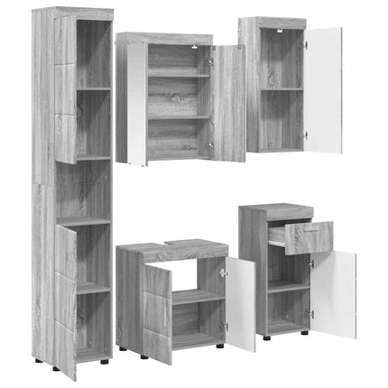Badrumsmöbelset TULUM 5 pcs Grå Sonoma 60 x 34 x 63 cm