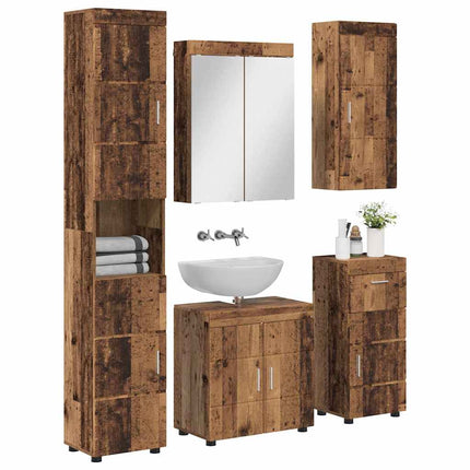 Badrumsmöbelset TULUM 5 pcs Gammalt trä 60 x 34 x 63 cm